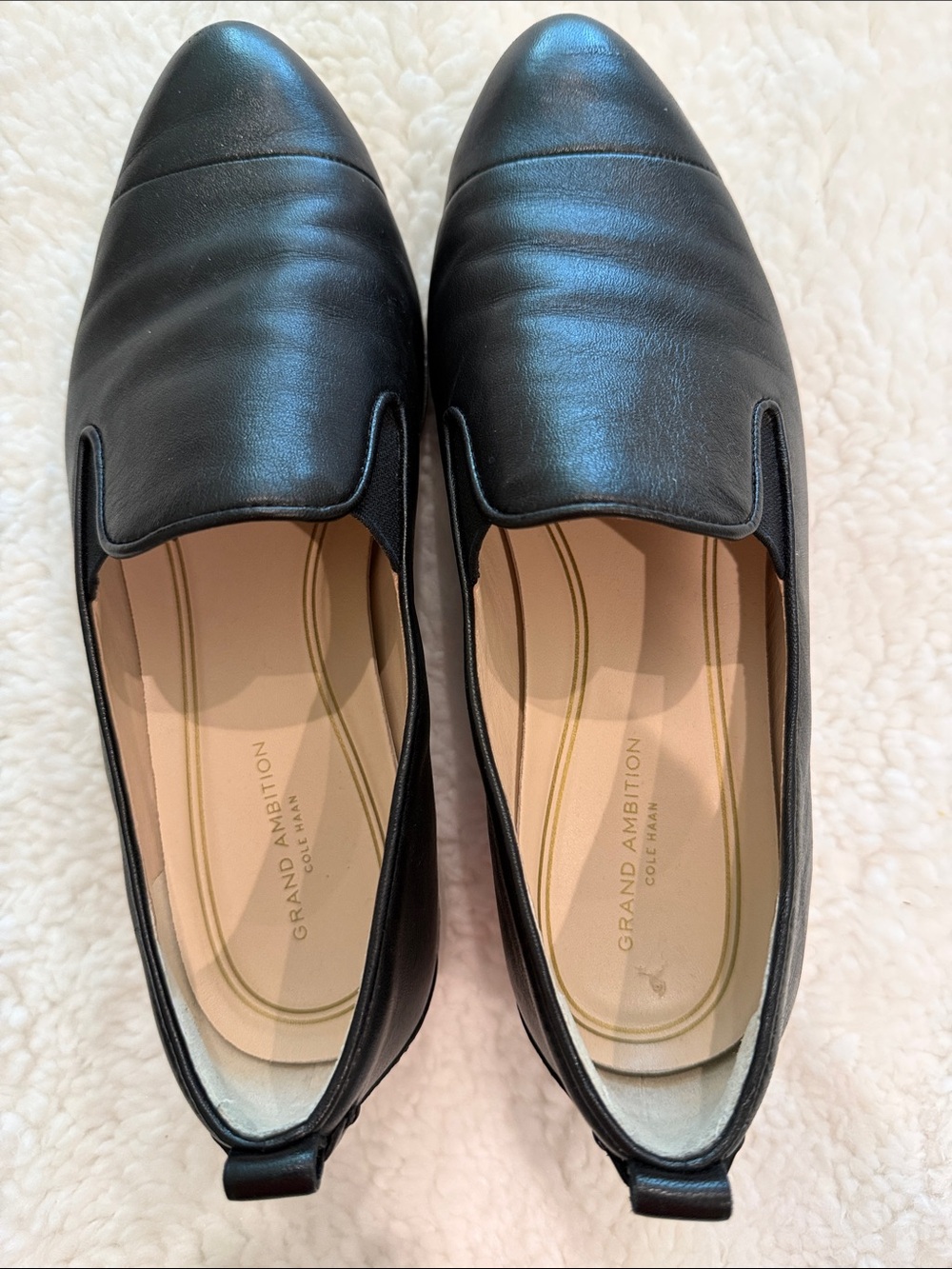 Cole Haan Black Leather Pointed Slip-On Loafers - Picture 3 of 4